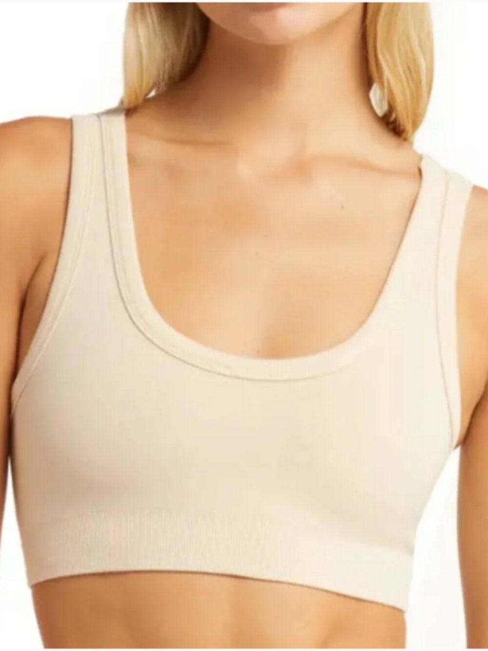 Alo Yoga Discontinued Seamless Chosen Bra Macadamia, Size Small